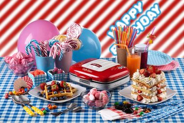 Вафельниця Ariete Party Time 1973, антипригарна, 700 Вт, червона, з індикатором та замком безпеки