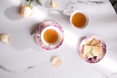 Набір чашок та блюдець London Boutique, Шеті Шик, Вінтаж, порцелан з квітковим малюнком, 2 набори в подарунковій коробці, кераміка (Cuckoo)