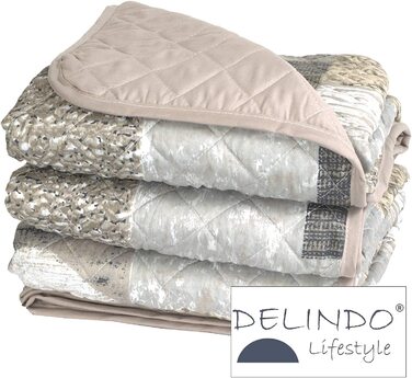 Покривало Delindo Lifestyle з серцями для двоспального ліжка, патчворк, коричневе, 200x220 см