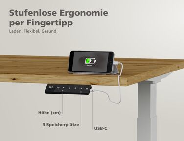 Електричний підйомний стіл KRIEG HighDesk Basic 160 x 70 см, білий — Регульований стіл для роботи сидячи та стоячи
