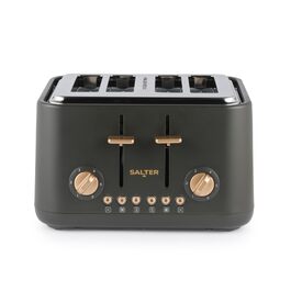 Тостер SALTER Pebble на 4 тости, чорно-сірий: розширені слоти, 6 режимів підсмажування, розморожування, підігрів, функція скасування
