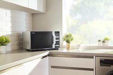 Мікрохвильова піч Sharp R-860S 3-в-1 з грилем і конвекцією, 25 л, 900 Вт, нержавіюча сталь, програмне управління, розморожування за вагою та часом