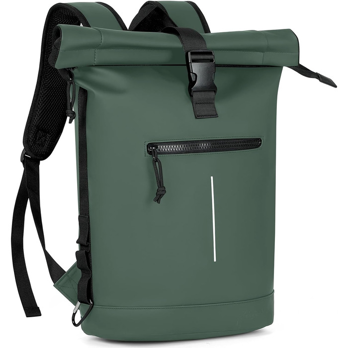 Водонепроникний рюкзак Lekeinchi Rolltop для ноутбука 17'' – зелений, універсальний для жінок і чоловіків, з відділенням для ноутбука, стильний міський рюкзак для подорожей, навчання, роботи та велосипеда