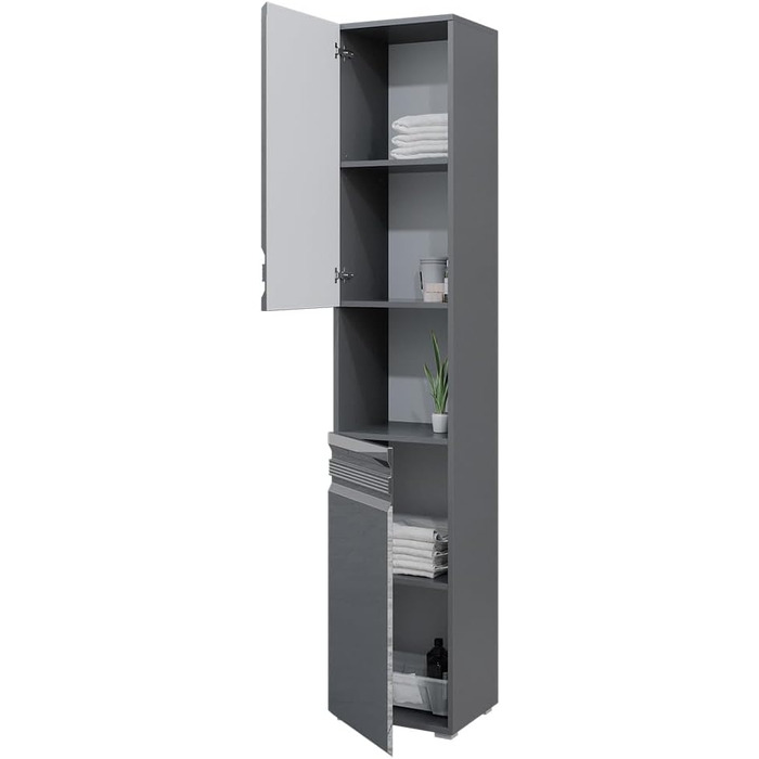 Шафа для ванної Vicco Freddy, антрацит глянець, 36x190,5 см, пенал