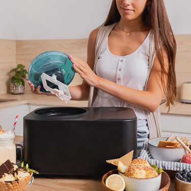 Машина для приготування морозива Cecotec Gelacy 1200 Touch, 1,2 л, чорний. Електрична, з компресором, сенсорний дисплей, швидке заморожування за 30 хвилин
