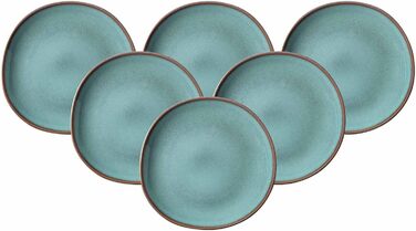 Набір тарілок для сніданку Villeroy & Boch Lave Glacé, 6 шт, 23 см, круглі десертні тарілки, унікальна глазур, скандинавський дизайн, кераміка, бірюзові