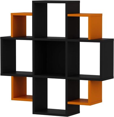 Настінна полиця Homidea Bloom, біло-оранжева, сучасний дизайн, для книг і декору, для вітальні