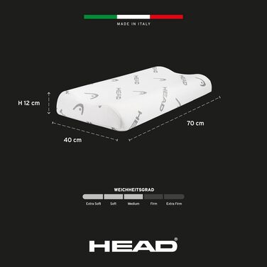 Подушка ортопедична для шиї з піни Memory Foam та графеном HEAD Active Rest 42x72 см. Антистатична, з ефектом пам'яті, покращує кровообіг CellActive®