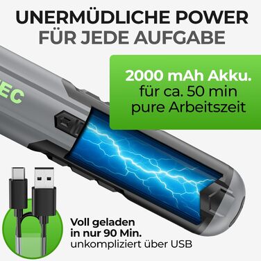 Електричний шуруповерт-викрутка акумуляторний 3.7V 2000mAh з функцією швидкого вивільнення, набір біт (16 шт) та USB-C кабелем