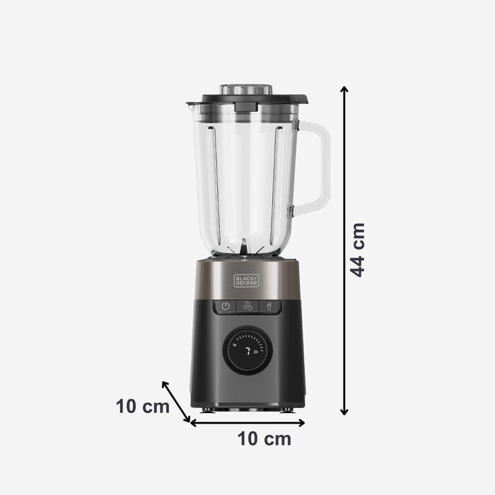 Блендер Black+Decker BXJB1201E 2200W з 2.2L скляним глечиком, 8 швидкостей, 6 лез з нержавіючої сталі, функцією Pulse та Ice Crush, LED-дисплеєм та системою безпеки