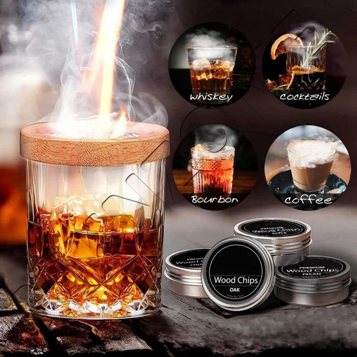 Набір для копчення коктейлів Cocktail Smoker Kit MKNZOME: для віскі, коктейлів, вина, кави та м'яса