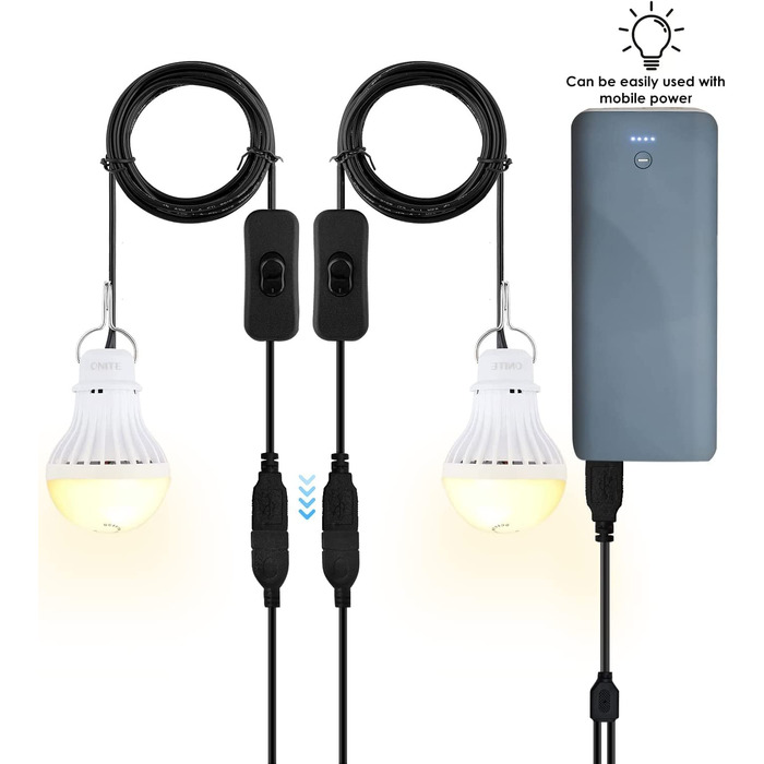 Набір Onite: 2 портативні LED кемпінгові лампи з USB, тепле світло для намету, кемпінгу, дачі, підвалу, майстерні, аварійного освітлення