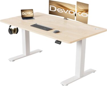 Електричний стіл для роботи з регулюванням висоти Devoko, бежевий, 110 x 60 см