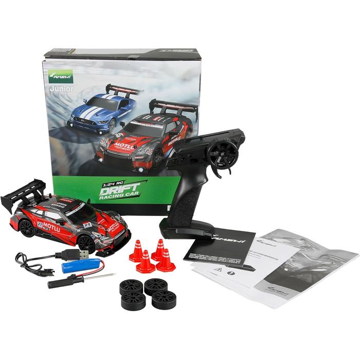 RC Дрифт-кар Drift Racing 1:24 4WD, червоно-чорний, 20 км/год, з підсвіткою, RTR, з пультом, акумулятором та зарядним пристроєм