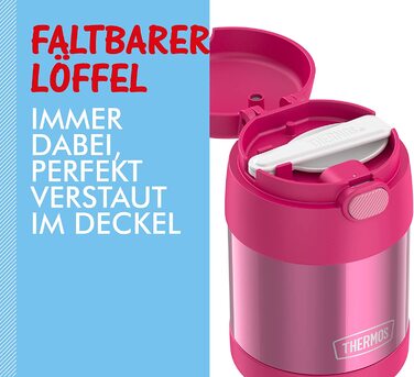 Термос для їжі THERMOS FUNTAINER 0,3 л рожевий з ложкою для дітей, герметичний, зберігає тепло 5 годин і холод 7 годин, контейнер для супу, мюслі, школи