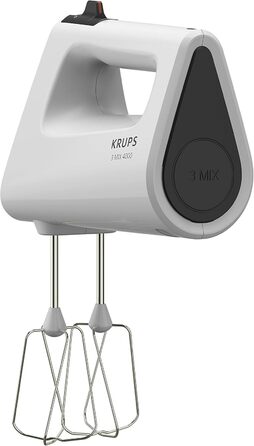 Міксер ручний Krups 3 Mix 4000, 450 Вт, білий/сірий - з насадками для збивання та тіста