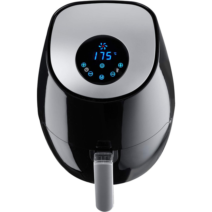 tectake® Аерофритюрниця (Airfryer) 3,6 л, сенсорний дисплей, 7 програм, без масла і жиру, підходить для посудомийної машини, з аксесуарами та кулінарною книгою, чорна