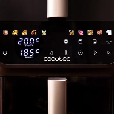 Аерофритюрниця Cecotec Cecofry DuoLevel 12000 Window: безмасляна фритюрниця з двома чашами по 6 л (загалом 12 л), 2900 Вт, сенсорна панель, вікно перегляду, 10 програм, чорна