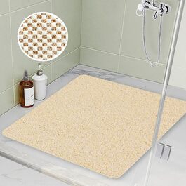 Протиковзкий душовий килимок 80x80 см, бежевий, масажний, швидковисихаючий, з отворами для зливу, PVC люфа, для ванної та вологих зон