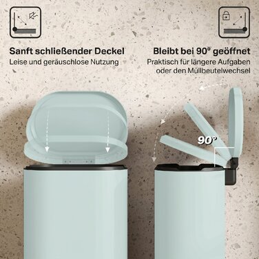 Кухонне сміттєве відро на 30 л з педаллю та кришкою Soft-Close, металева педаль, зелене, 36,5 x 31 x 61 см