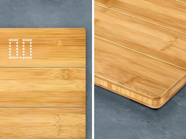 Ваги Soehnle Style Sense Bamboo Magic з натурального бамбука, електронна підлогова вага з LED-дисплеєм, до 180 кг, комфортне покриття