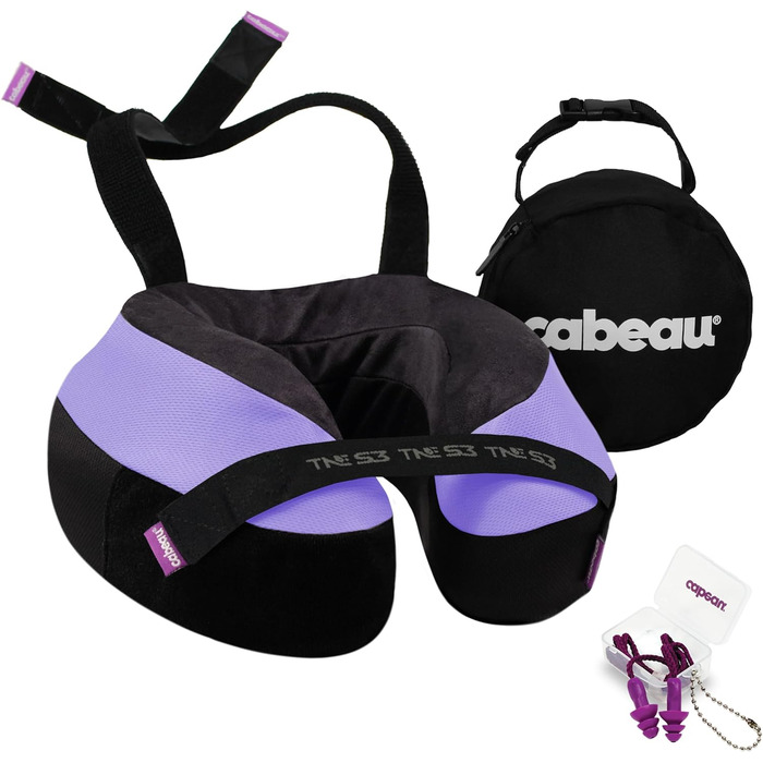 Подушка для шиї Cabeau Evolution TNE S3 Paris — дорожня ортопедична подушка з пам'яттю форми для подорожей, літака, дому, офісу та геймінгу, з фіксуючим ременем