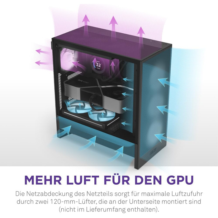 NZXT H5 Flow RGB 2024 – компактний ATX корпус для геймінгу з високим повітряним потоком, F360 RGB, підтримка радіаторів 360 мм (фронт) і 240 мм (верх), загартоване скло, чорний