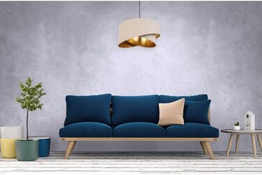 Світильник підвісний Light-Home Milan Elegant, дизайнерський металевий з велюровим абажуром, сучасна люстра для вітальні, спальні, їдальні, 1 лампа, бежевий і сірий