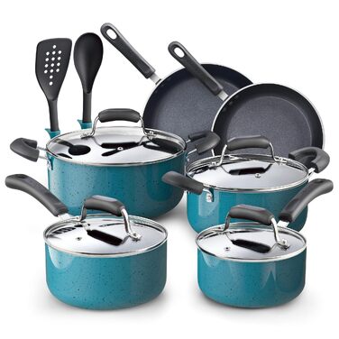 Набір посуду Cook N Home з антипригарним покриттям, з турбінними ручками, бірюзовий колір