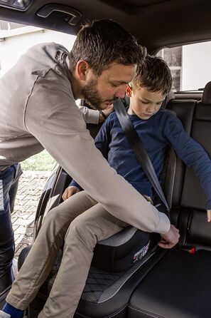 Дитяча автопідставка Booboo Safety Madrid, без Isofix, для дітей 125-150 см (15-36 кг), i-Size, чорний/сірий