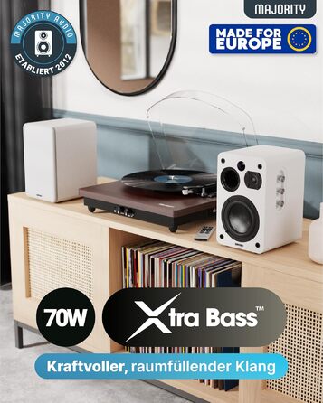 Bluetooth колонка Majority D70X 70W з HDMI ARC, пультам ДК та двома драйверами (біла) - активні монітори для ПК, DJ, студії