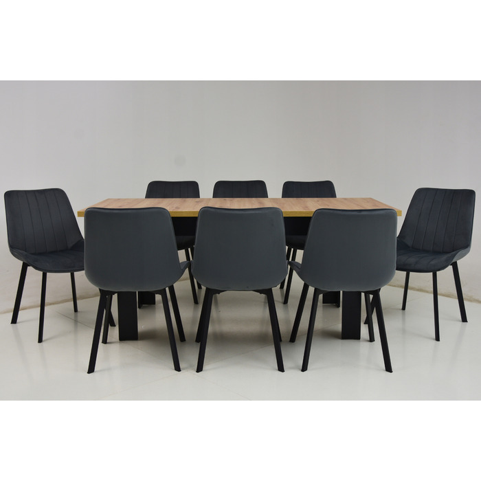 Комплект: розкладний стіл ARTISAN (80x140/180) та 8 стільців LOFT IK-17, сірі