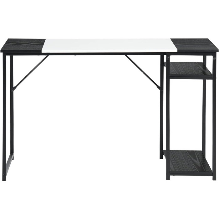 Письмовий стіл з полицями FurnitureR 120x60x74 см, дерев'яний та металевий, для дому, офісу, вітальні, індустріальний стиль, чорно-коричневий