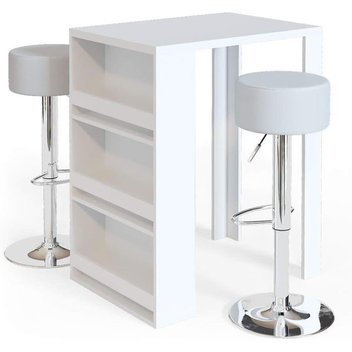 Набір барний стіл та табурети Vicco Bartisch-Set, білий/антрацитовий, 80 x 57 см (2 табурети)