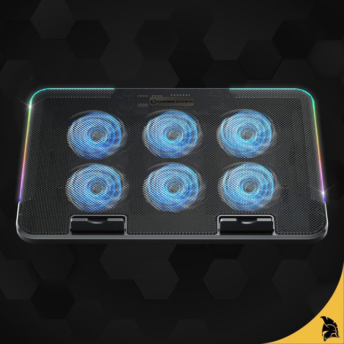 Охолоджувач для ноутбука Empire Gaming Guardian C600 (12''-15.6''), 6 вентиляторів, RGB-підсвітка, 5 рівнів висоти та знімний тримач