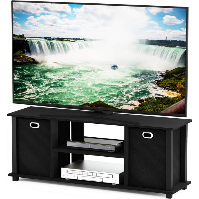 ТВ тумба Furinno Econ з 2 ящиками, чорна, дерево, 29.7x29.7x40.1 см