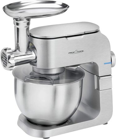 Кухонна машина 2в1 ProfiCook PC-KM 1151 з м'ясорубкою, 1300 Вт, 6,5 л, алюмінієвий корпус, 8 швидкостей, нержавіюча чаша, комплект насадок