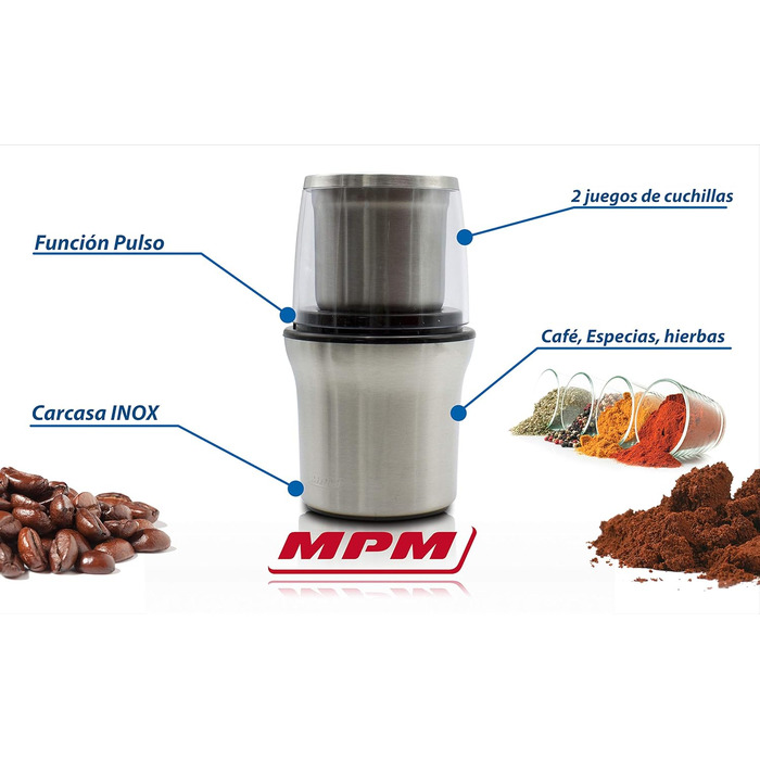 Електрична кавомолка MPM MMK-06, 200 Вт, нержавіюча сталь, BPA-free, 70 г/хв
