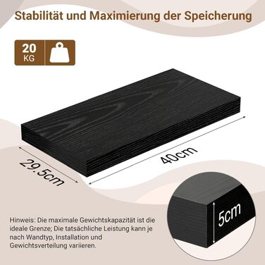 Настінна полиця дерев'яна біла 40x29.5x5 см (2 шт.) - MDF, для кухні, вітальні, спальні, ванної, офісу