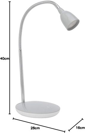 Настільна LED лампа BRILLIANT Anthony, 2.4W, 200лм, 3000K, сіра, з кнопкою на основі