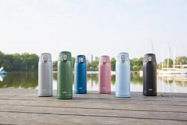 Термокружка Emsa N21518 Travel Mug Light - 0.4 л, нержавіюча сталь, клапан, BPA Free, блакитний колір