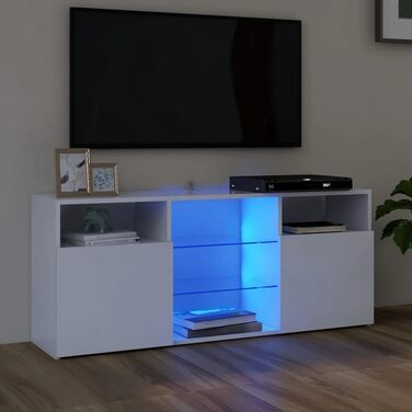 vidaXL ТВ-тумба з LED-підсвіткою, біла, 120x30x50 см
