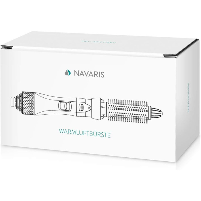 Фен-щітка Navaris з 4 насадками: термощітка, кругла щітка з висувними щетинами, лопаткова щітка, керамічна щітка для завивки та випрямлення волосся, об’єм, чорна-металік рожева