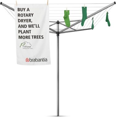 Ротаційна сушарка для білизни Brabantia Topspinner (40м) з металевим анкером для встановлення в ґрунт, срібляста