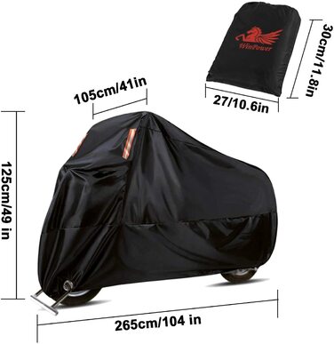 Моточохол WinPower 3XL, водонепроникний, вітростійкий, 210D, для мотоцикла 265x105x125 см, захисний чохол для зберігання на вулиці