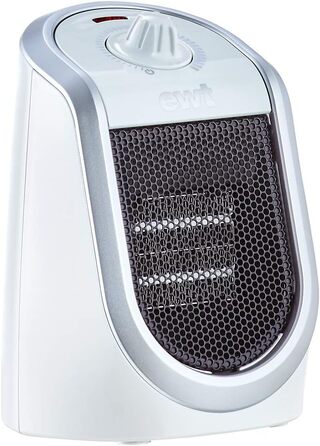 Керамічний обігрівач EWT DDF 250 Вт, настільний, з USB, термостатом, LED підсвічуванням і зарядкою для смартфона, білий