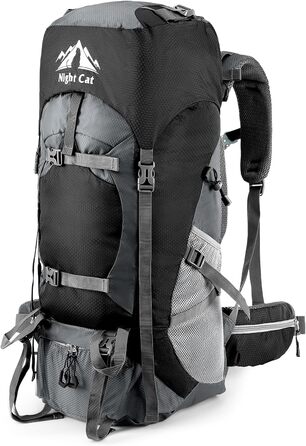 Рюкзак Night Cat 90L чорний для туризму, трекінгу, альпінізму, кемпінгу, велосипедних подорожей, дихаючий, для чоловіків та жінок