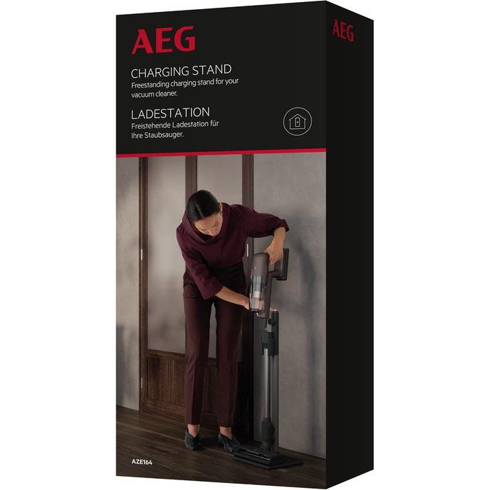 Станція зарядки AEG AZE164 для акумуляторного пилососа AEG 7000, гнучке розміщення, просте підключення, 2,4 кг, чорний/сірий