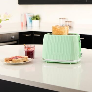 Тостер Russell Hobbs Eden на 2 тости, зелений (27372-56) - 6 режимів, розморожування, підігрів, підйом тостів, лоток для крихт
