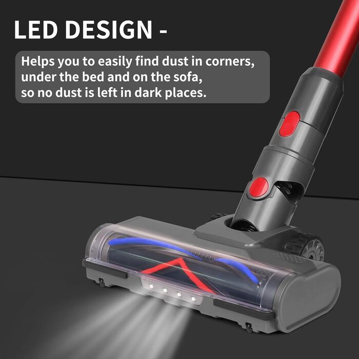 Насадка-щітка для пилососа Dyson V7/V8/V10/V11/V15 з LED, для килимів, паркету та твердих підлог, заміна щітки з блокуванням тригера